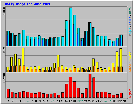 Daily usage for June 2021