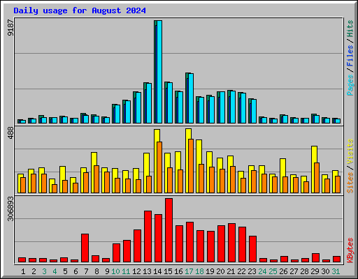 Daily usage for August 2024
